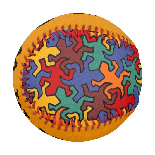 Mosaic Geckos Muster - Erdfarbe + Ihr Text Baseball (Vorderseite Links)