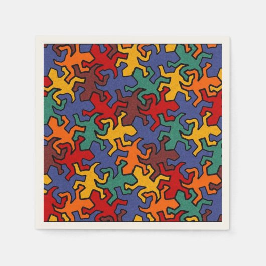 Mosaic Geckos Muster - Erdfarbe Serviette (Vorderseite)