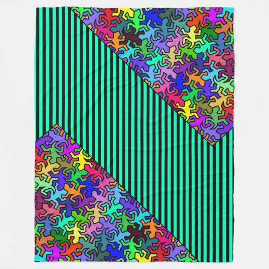 Mosaic Geckos Muster - farbig Fleecedecke (Vorderseite)