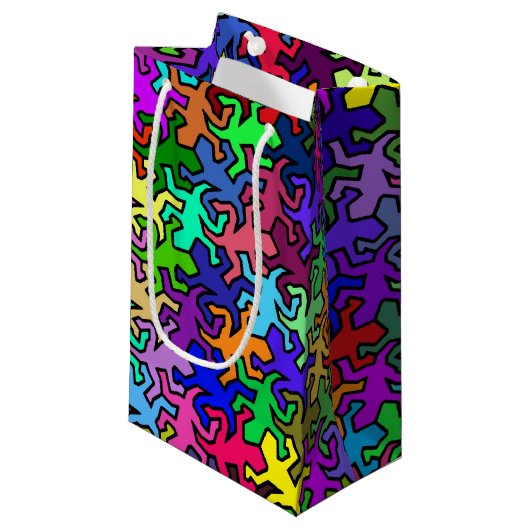 Mosaic Geckos Muster - farbig Kleine Geschenktüte (Vorderseite Schrägansicht)