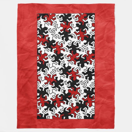 Mosaic Geckos Muster - rot Schwarz-weiß Fleecedecke (Vorderseite)