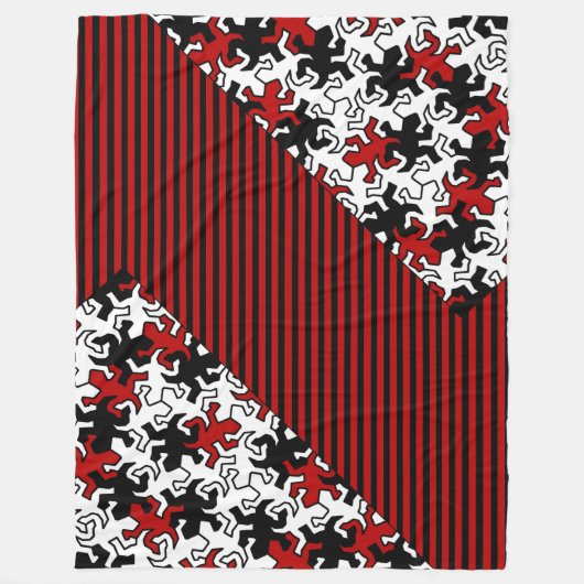 Mosaic Geckos Muster - rot Schwarz-weiß Fleecedecke (Vorderseite)