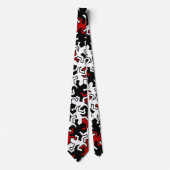 Mosaic Geckos Muster - rot Schwarz-weiß Krawatte (Vorderseite)