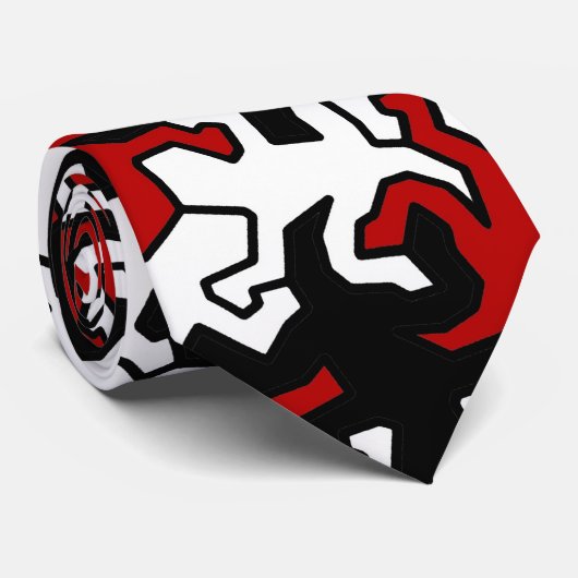 Mosaic Geckos Muster - rot Schwarz-weiß Krawatte (Gerollt)