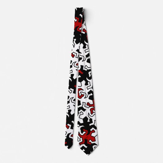 Mosaic Geckos Muster - rot Schwarz-weiß Krawatte (Rückseite)