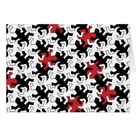 Mosaic Geckos - red black white Karte