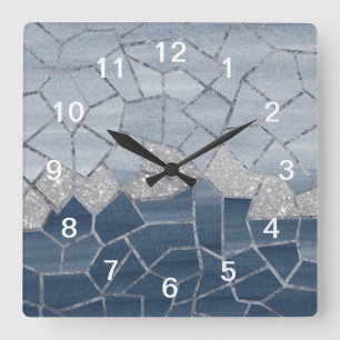 Mosaic Geometric Glam #3 #geo #decor #art Quadratische Wanduhr