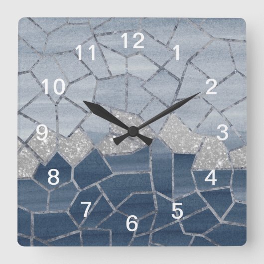 Mosaic Geometric Glam #3 #geo #decor #art Quadratische Wanduhr (Vorderseite)