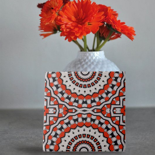 Mosaic Geometric-Muster des Schwarz-weißen Red Com Fliese