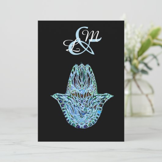 Mosaic Hamsa Hand Einladung (Stehend Vorderseite)