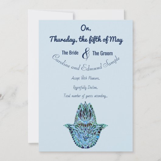 Mosaic Hamsa Hand Einladung (Rückseite)