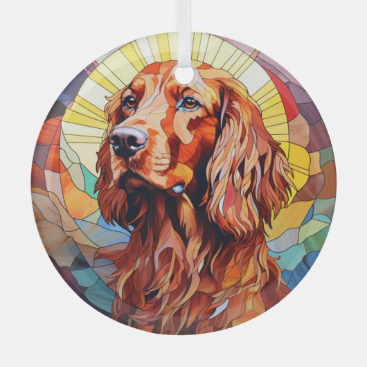 Mosaic Irish Setter Dog Staing Ornament Aus Glas (Vorderseite)