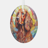 Mosaic Irish Setter Dog Staing Ornament Aus Glas (Vorderseite links)
