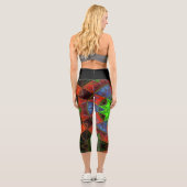 Mosaic Kaleidoscope Blume Grün Blau und Rot Legg Capri Leggings (Rückseite)