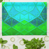 Mosaic Kaleidoscope Square grün und blau Geschirrtuch (Gefaltet)