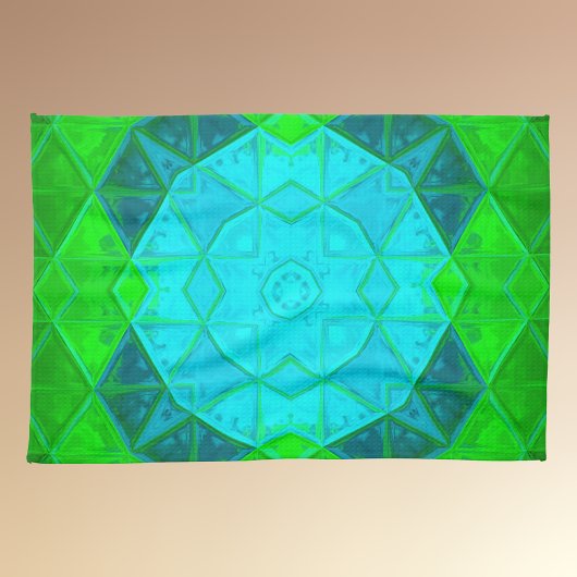 Mosaic Kaleidoscope Square grün und blau Geschirrtuch