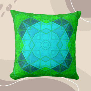Mosaic Kaleidoscope Square grün und blau Kissen