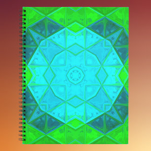Mosaic Kaleidoscope Square grün und blau Notizblock