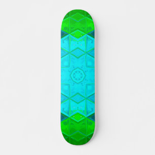 Mosaic Kaleidoscope Square grün und blau Skateboard