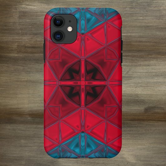 Mosaic Kaleidoscope Square Rot und Blau Case-Mate iPhone Hülle