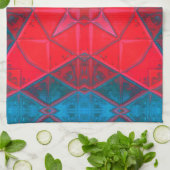 Mosaic Kaleidoscope Square Rot und Blau Geschirrtuch (Gefaltet)