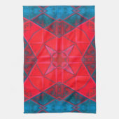 Mosaic Kaleidoscope Square Rot und Blau Geschirrtuch (Vertikal)