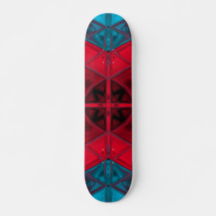 Mosaic Kaleidoscope Square Rot und Blau Skateboard