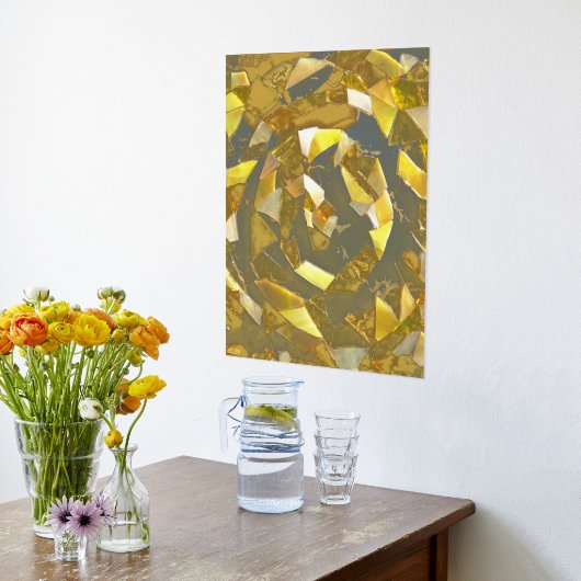 Mosaic Labyrinth Mirror Gold Foil Print Foliendrucke (Ablage(Küche))