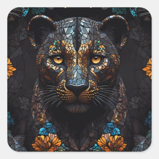 Mosaic Leopard Majesty Quadratischer Aufkleber (Vorderseite)