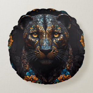 Mosaic Leopard Majesty Rundes Kissen