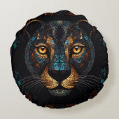 Mosaic Leopard Majesty Rundes Kissen (Rückseite)