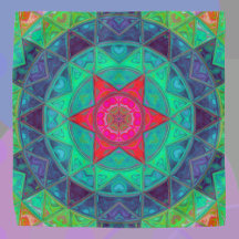 Mosaic Mandala Blue Green und Red