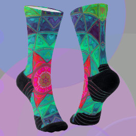 Mosaic Mandala Blue Green und Red Socken