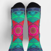Mosaic Mandala Blue Green und Red Socken (Oben)