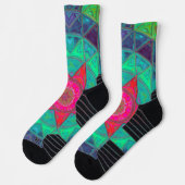 Mosaic Mandala Blue Green und Red Socken (Links)