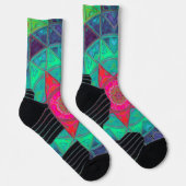 Mosaic Mandala Blue Green und Red Socken (Rechts)
