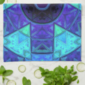 Mosaic Mandala Blue und Lila Geschirrtuch (Gefaltet)