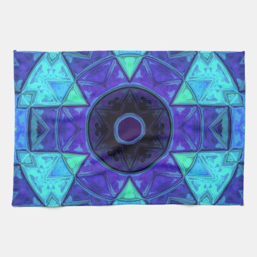 Mosaic Mandala Blue und Lila Geschirrtuch (Horizontal)