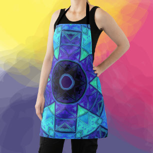 Mosaic Mandala Blue und Lila Schürze