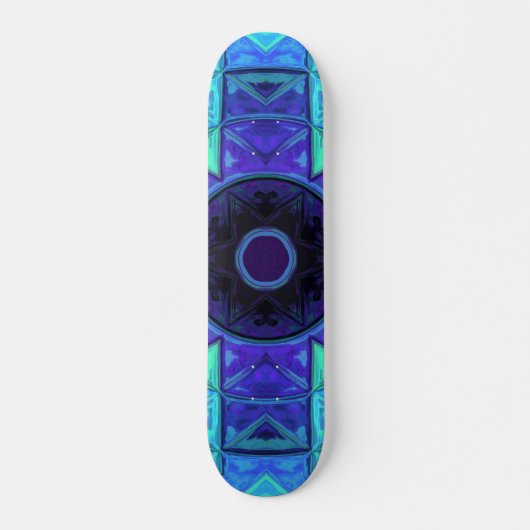 Mosaic Mandala Blue und Lila Skateboard (Vorne)