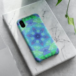 Mosaic Mandala Blume Blau und Grün Case-Mate iPhone Hülle