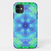 Mosaic Mandala Blume Blau und Grün Case-Mate iPhone Hülle (Rückseite)