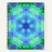 Mosaic Mandala Blume Blau und Grün Notizblock (Vorderseite)