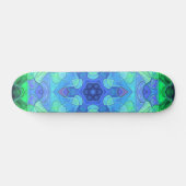 Mosaic Mandala Blume Blau und Grün Skateboard (Horizontal)
