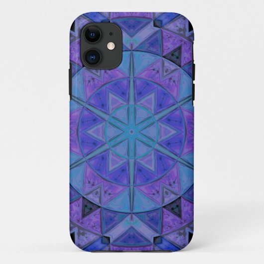 Mosaic Mandala Blume Blau und Lila Case-Mate iPhone Hülle (Rückseite)