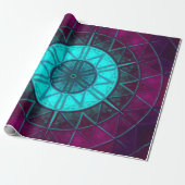 Mosaic Mandala Blume Blau und Lila Geschenkpapier (Ungerollt)