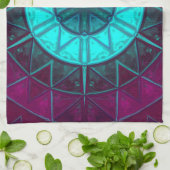 Mosaic Mandala Blume Blau und Lila Geschirrtuch (Gefaltet)