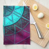 Mosaic Mandala Blume Blau und Lila Geschirrtuch (Viertel Falte)