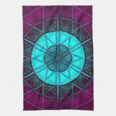 Mosaic Mandala Blume Blau und Lila Geschirrtuch (Vertikal)