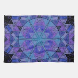 Mosaic Mandala Blume Blau und Lila Geschirrtuch